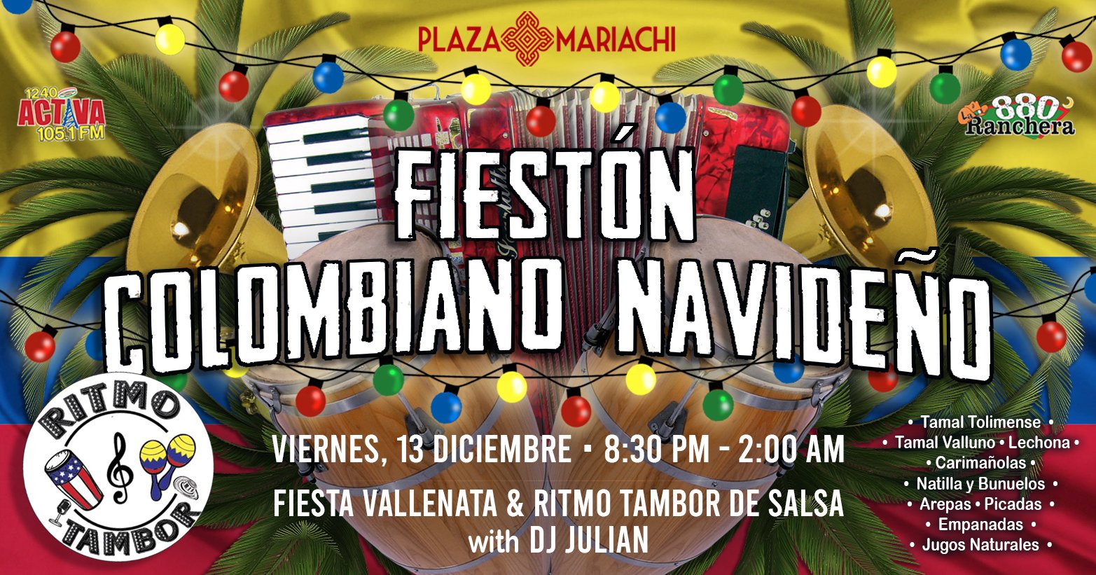 Fiestón Colombiano Navideño Plaza Mariachi Colombian Christmas Party