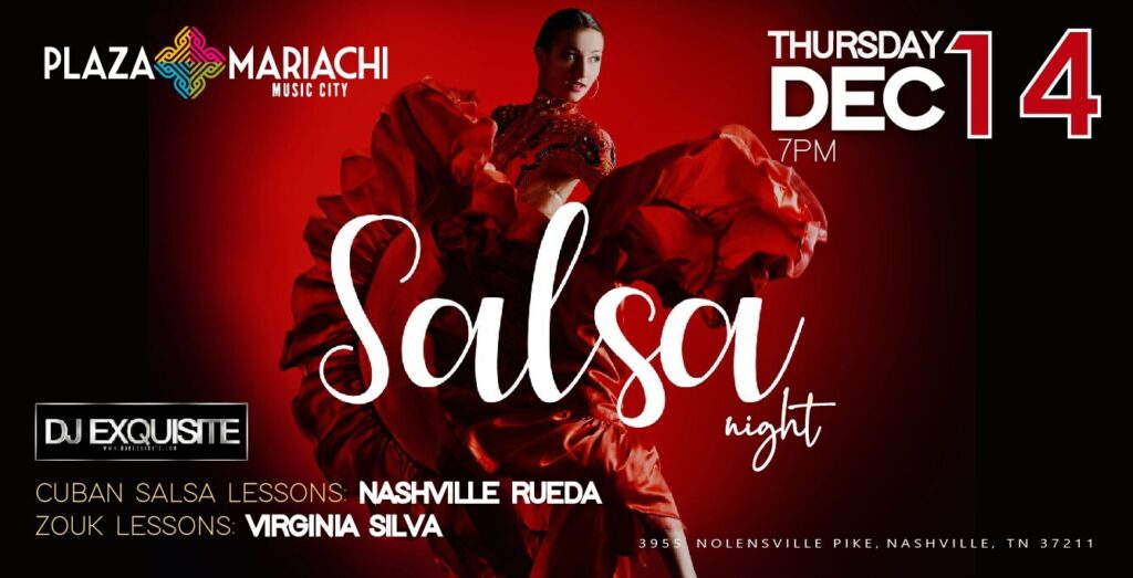 Salsa night social dancing hosted by DJ Exquisite on December 14, 2023