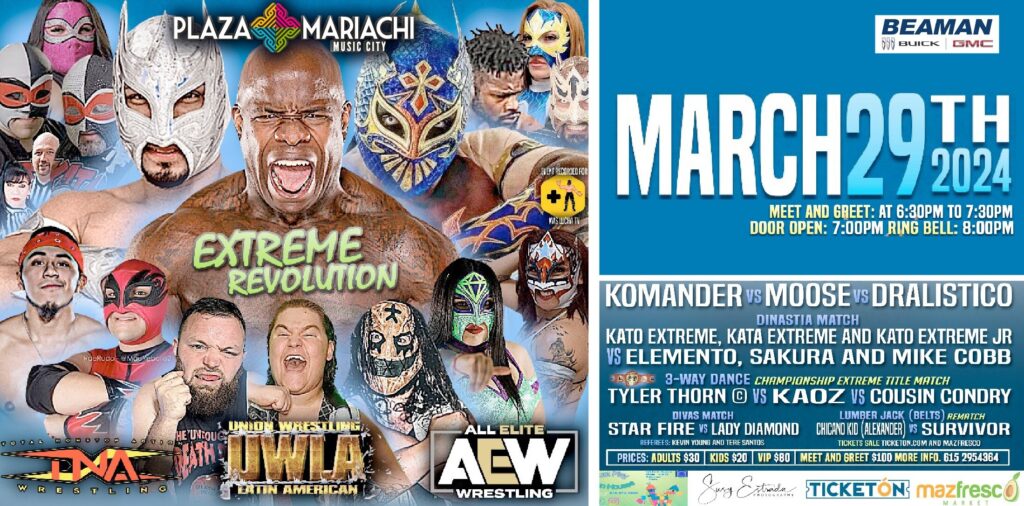 Lucha Libre on March 29 at Plaza Mariachi