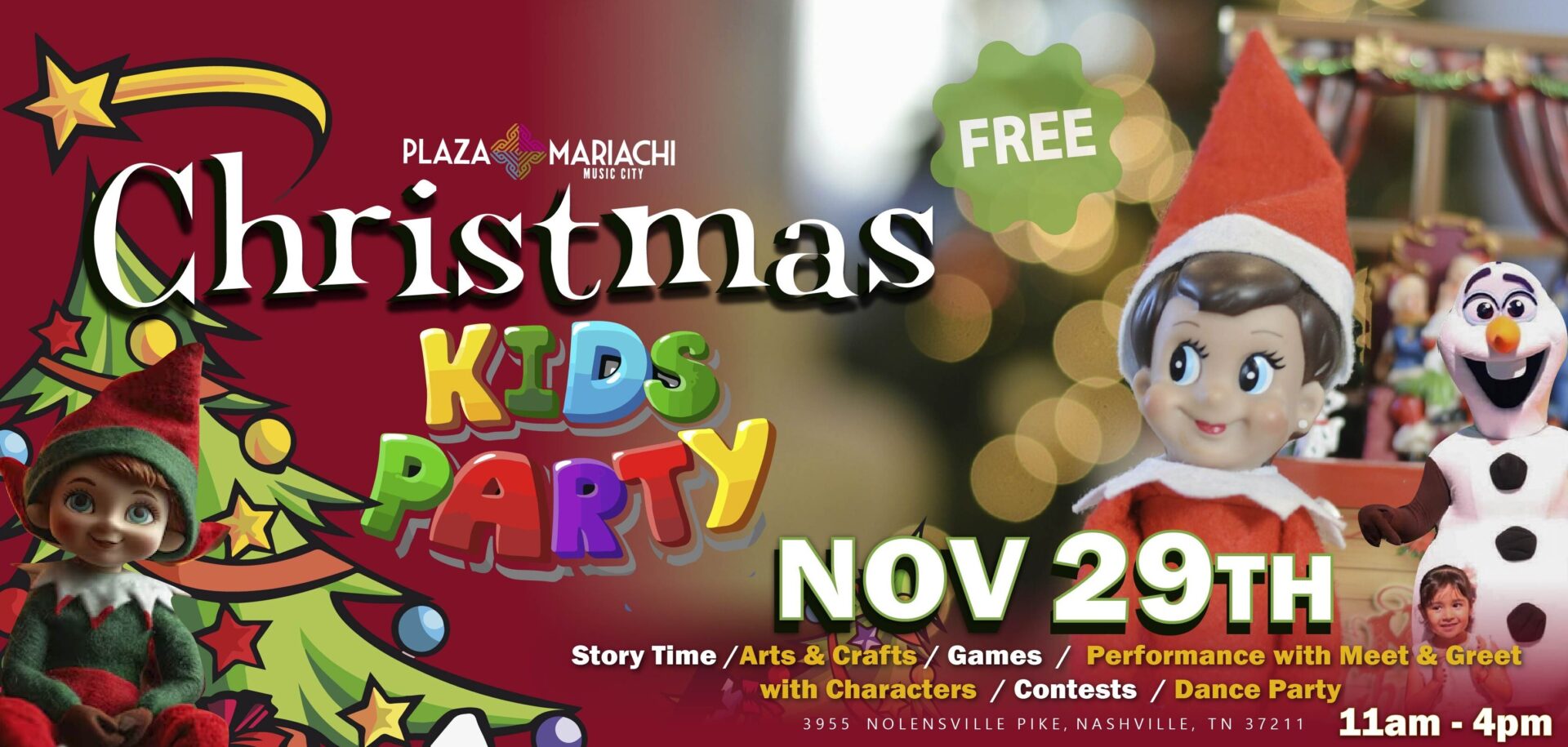 FREE Christmas Kids Party with Princess Belle at Plaza Mariachi