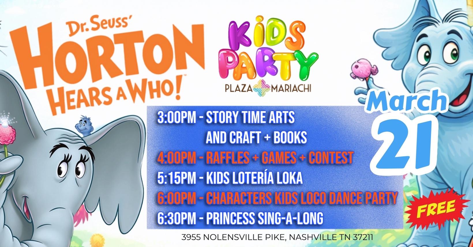 FREE Dr. Seuss Kids Party