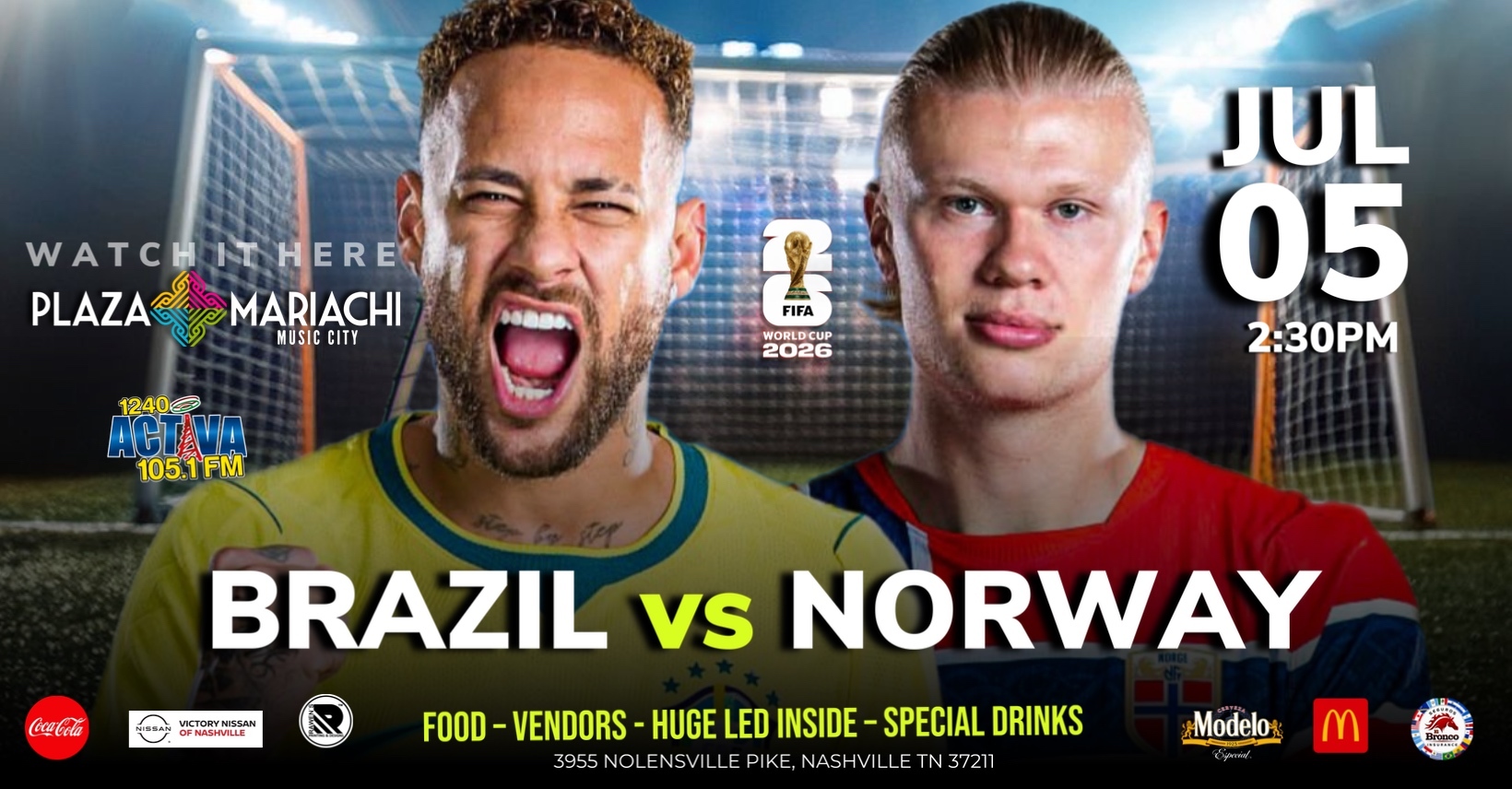 Brazil vs Norway World Cup Watch Party Nashville
