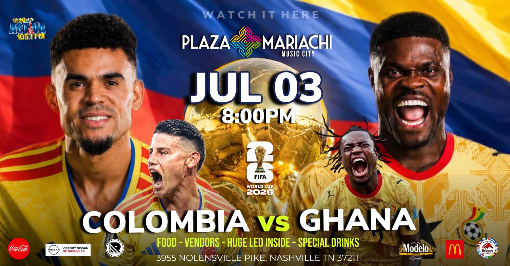 Colombia vs Ghana World Cup Watch Party Nashville