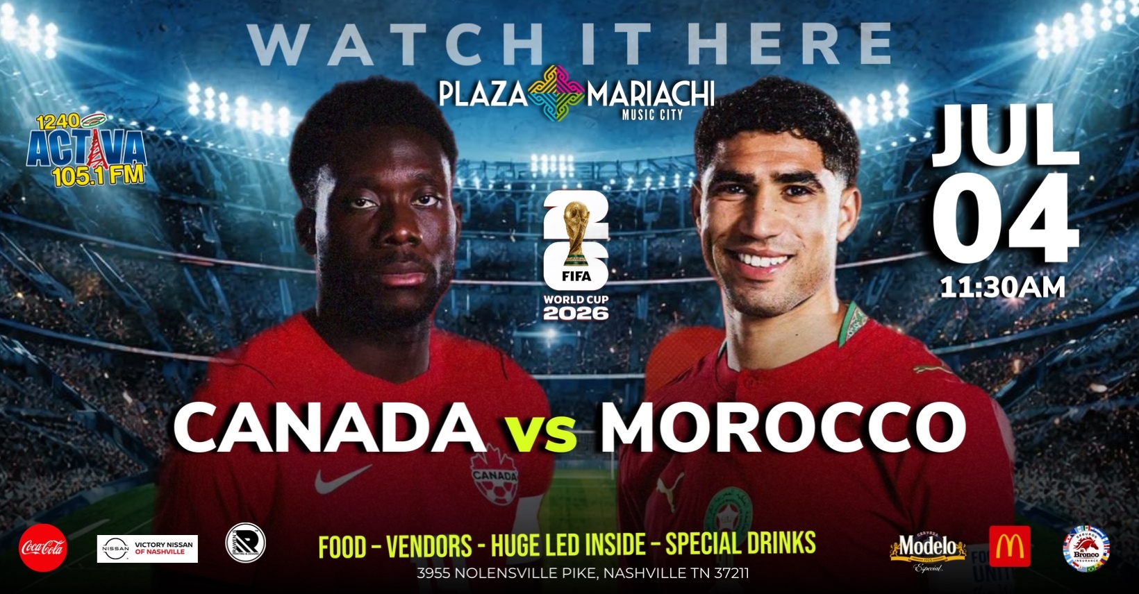 Canada vs Morocco World Cup Watch Party Nashville