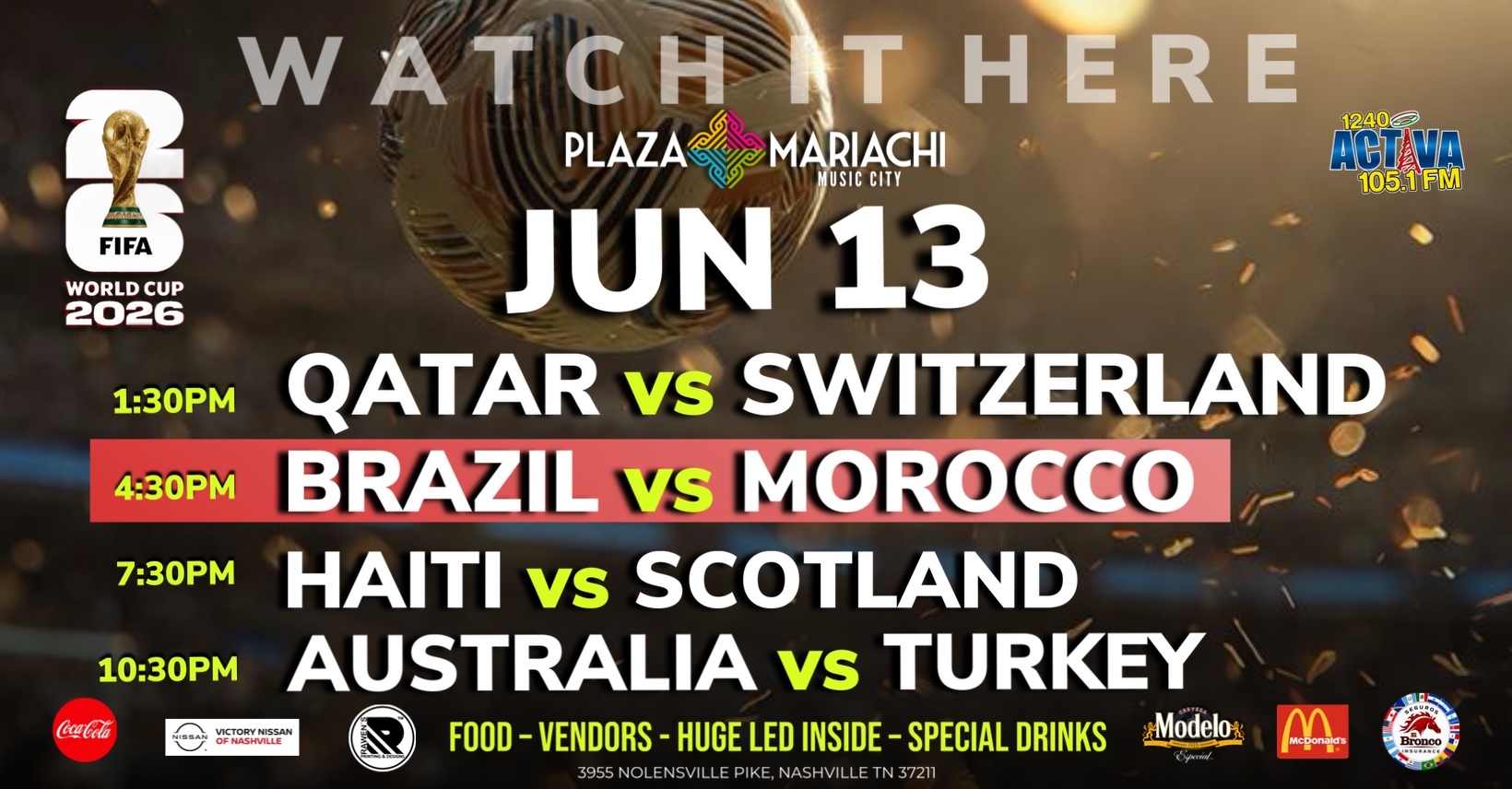Brazil vs Morocco Watch Party Nashville