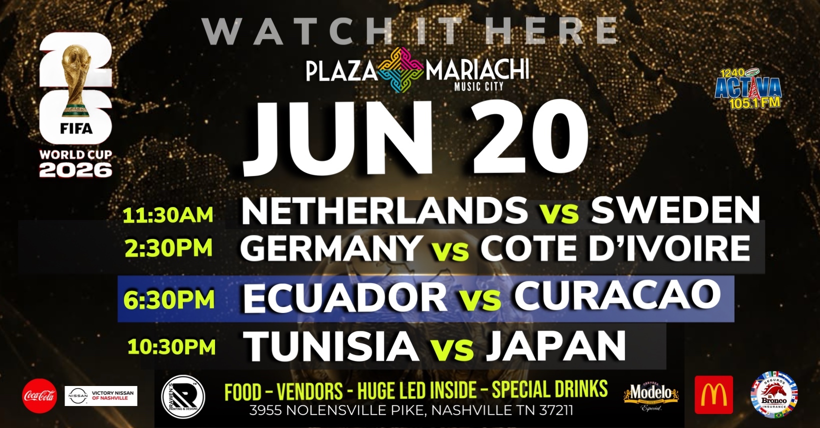 Ecuador vs Curaçao World Cup Watch Party Nashville