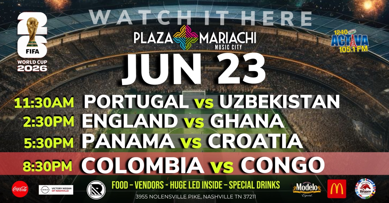 Colombia vs Congo World Cup Watch Party Nashville
