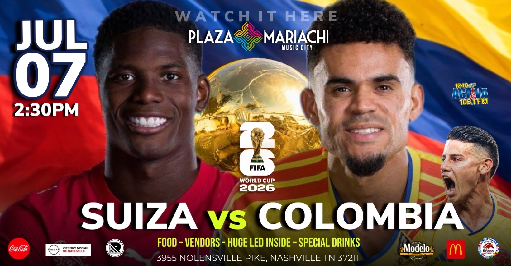Switzerland vs Colombia World Cup Watch Party Nashville