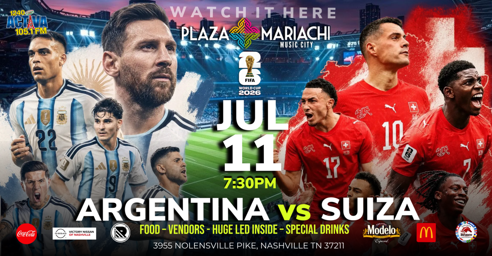 Argentina vs Switzerland World Cup Watch Party Nashville