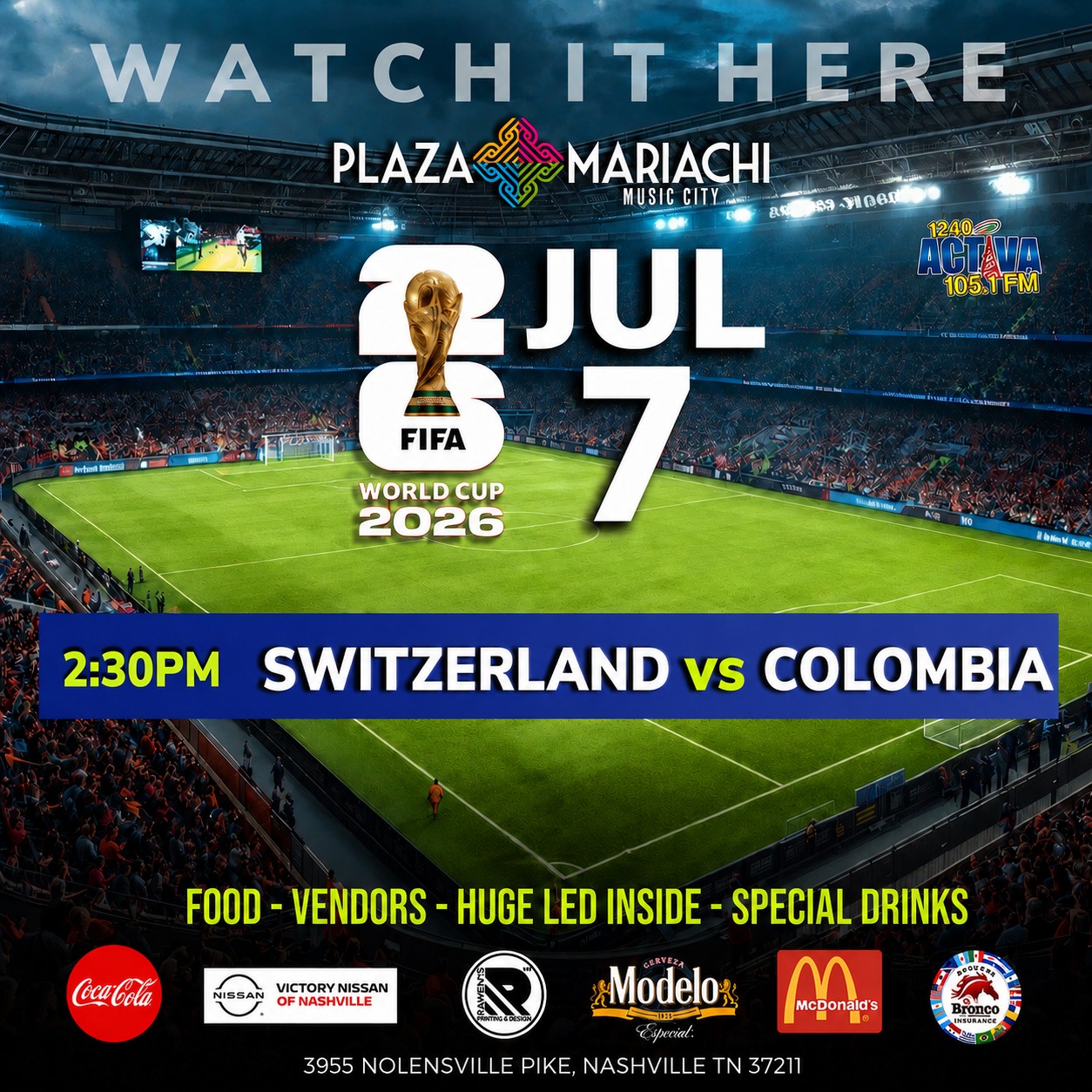 Switzerland vs Colombia World Cup Watch Party Nashville