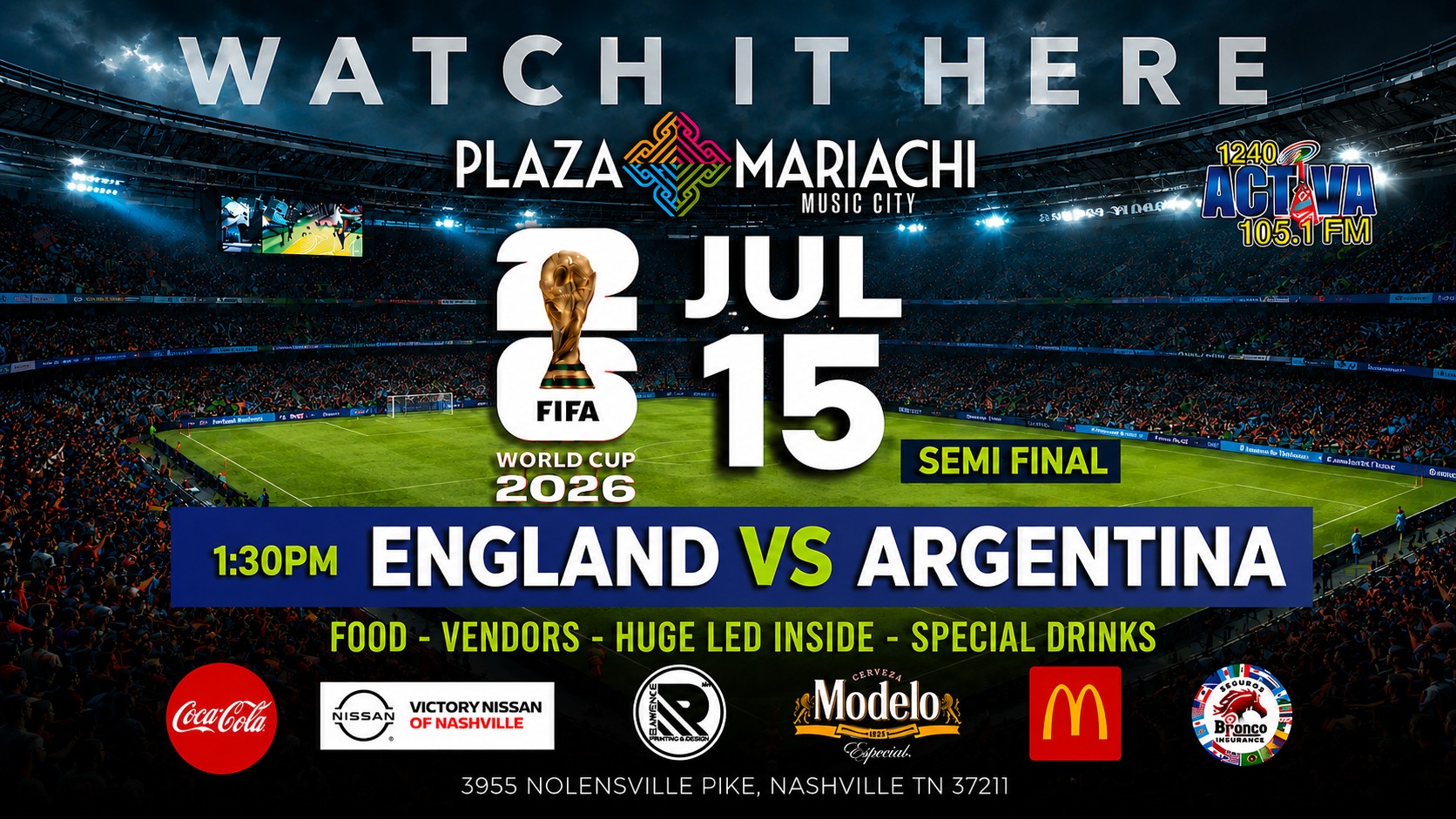 England vs Argentina World Cup Watch Party Nashville