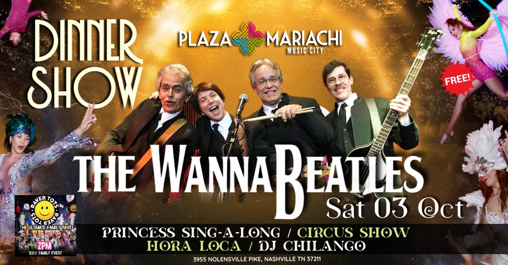 FREE Dinner Show – The WannaBeatles, Circus Show & More!