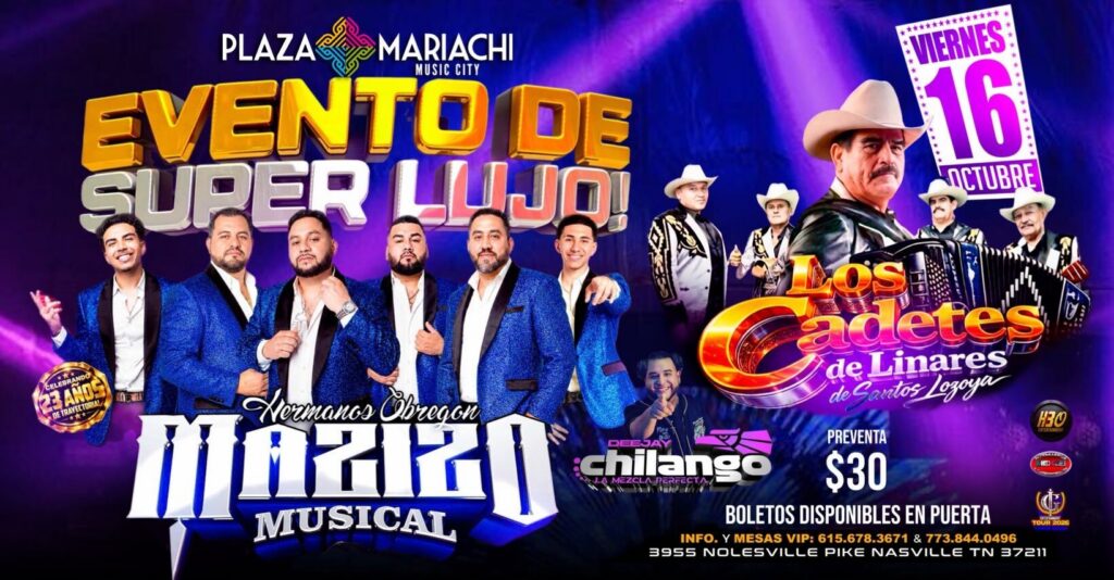 Evento de Lujo – Mazizo Musical, Los Cadetes de Linares & DJ Chilango